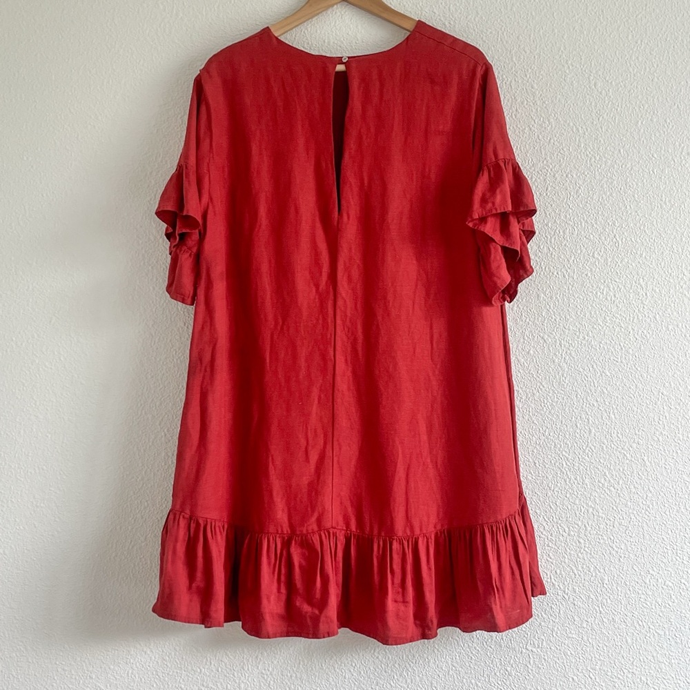 Urban Outfitters Suddenly Spring Linen Ruffle Mini Dress - Picture 2 of 10